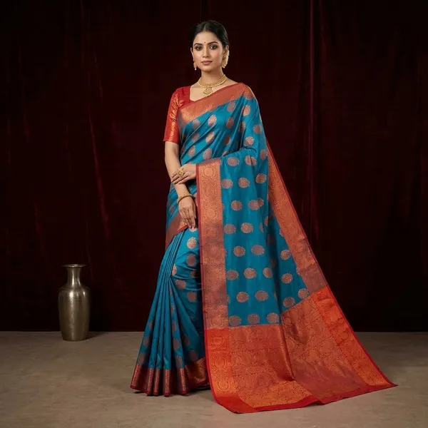 Softy_Rich_Pallu_Teal_Silk_Zari_Woven_Kanjivaram_Saree_For_Women