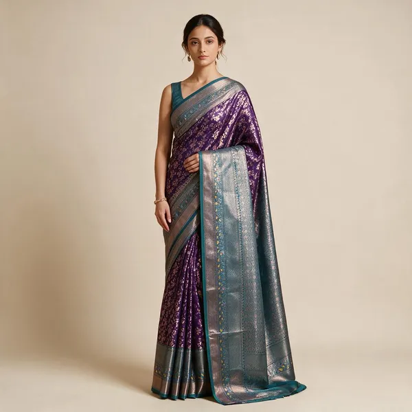 Purple_Karishma_Silk_Woven_Floral_Festive_Saree_For_Women