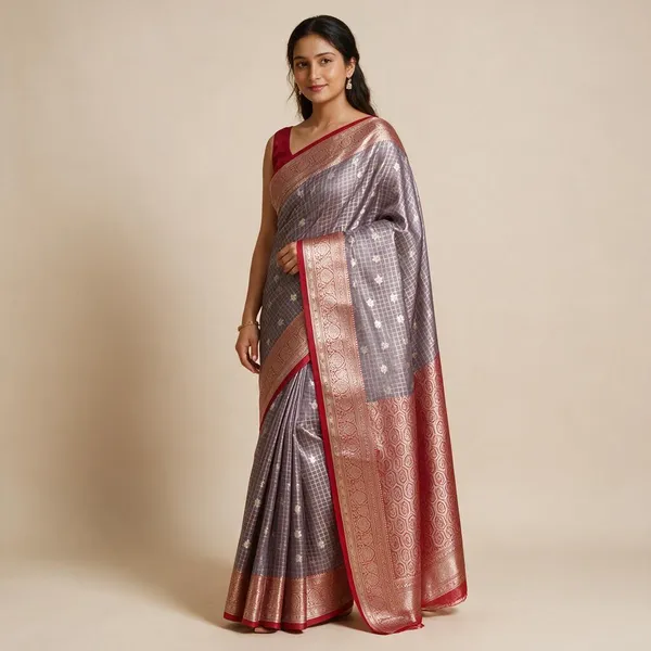 Purple_And_Red_Karishma_Silk_Woven_Saree_For_Women
