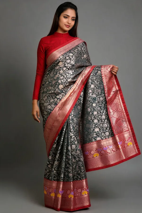 Black_Karishma_Silk_Woven_Floral_Saree_For_Women