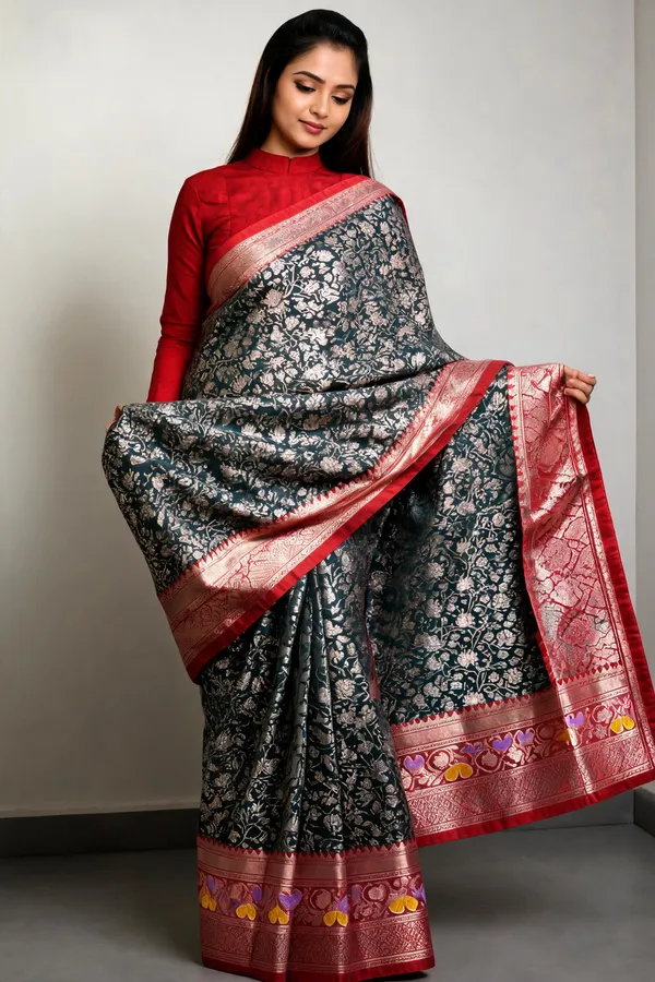 Black_Karishma_Silk_Woven_Floral_Saree_For_Women