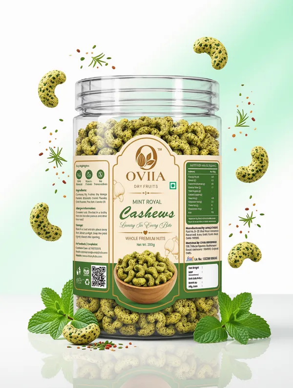 Oviia_Mint_Pudina_Flavoured_Roasted_Cashews_250G