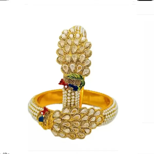 Pearl_Antique_Gold_Plated_Peacock_Design_Bangle