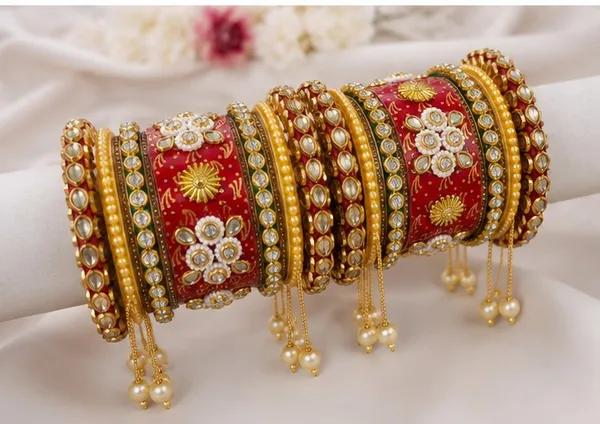 Punja_print_Red_Chooda_set