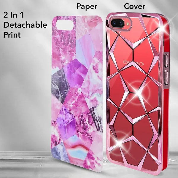 Pink_Purple_Marble_Geometric_Glitter_Phone_Case_For_Oppo_A3S