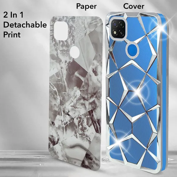 Grey_3D_Diamond_Marble_Chrome_Detachable_Back_Case_Redmi_9C