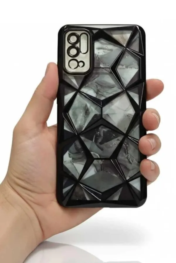 Grey_Marble_3D_Diamond_Geometric_Textured_Mobile_Back_Cover