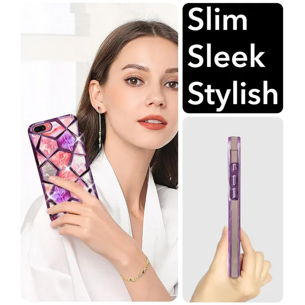 Pink_Purple_Marble_Geometric_Glitter_Phone_Case_For_Oppo_A3S