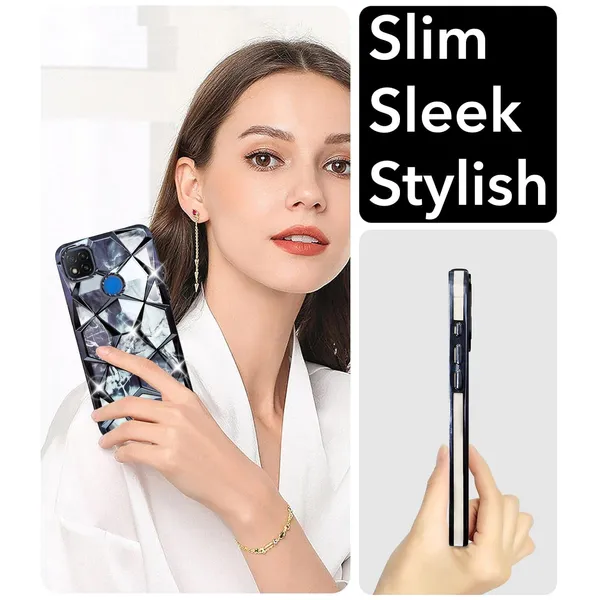 Black_Marble_3D_Diamond_Geometric_Textured_Phone_Case_Redmi_9C