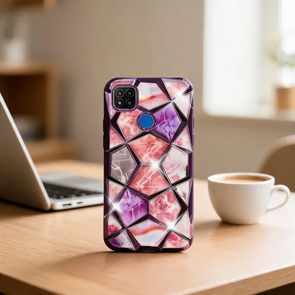 Black_Marble_3D_Diamond_Geometric_Textured_Phone_Case_Redmi_9C
