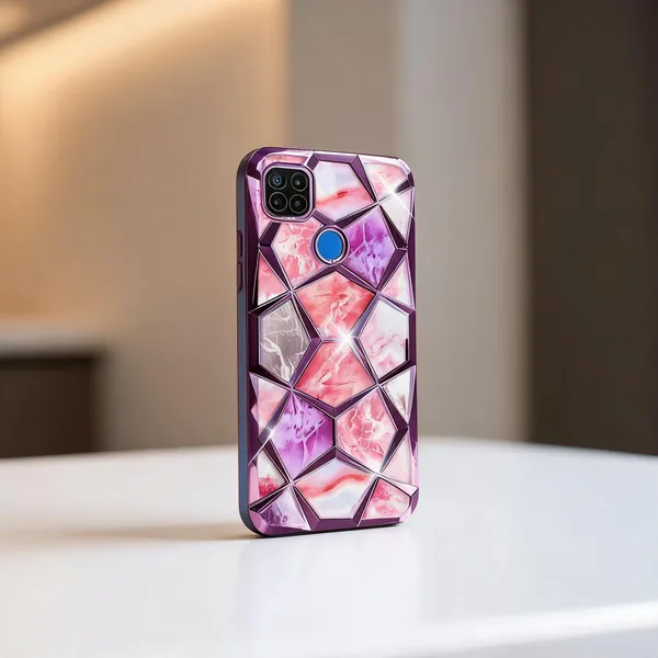 Black_Marble_3D_Diamond_Geometric_Textured_Phone_Case_Redmi_9C