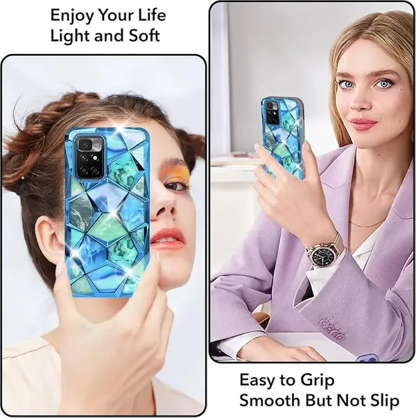 Sky_Blue_Marble_Geometric_Prism_Glitter_Phone_Case_Cover_Redmi