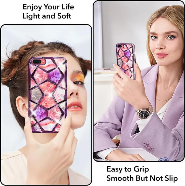Pink_Purple_Marble_Geometric_Glitter_Phone_Case_For_Oppo_A3S