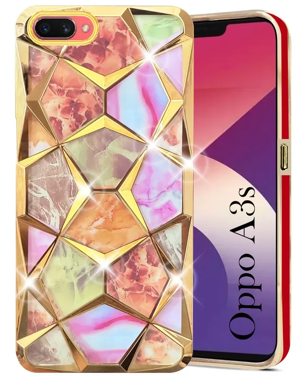 Marble_Geometric_Gold_Electroplated_Detachable_Phone_Case_Oppo_A3S