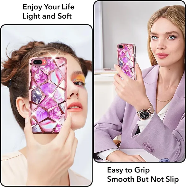 Pink_Purple_Marble_Geometric_Glitter_Phone_Case_For_Oppo_A3S