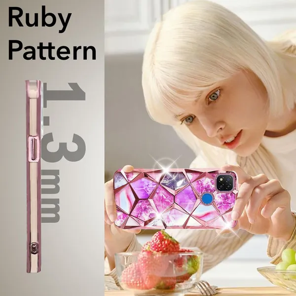 Pink_Ruby_Marble_Geometric_Rose_Gold_Slim_Phone_Case_Redmi_9C