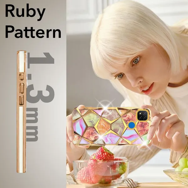 Ruby_Marble_Geometric_Gold_Electroplated_Phone_Case_Cover
