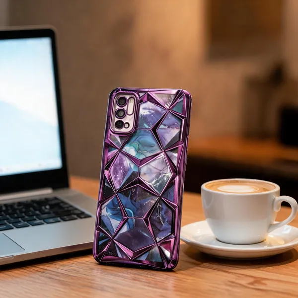 Purple_Marble_3D_Diamond_Textured_Electroplated_Case_Redmi_Note_10T