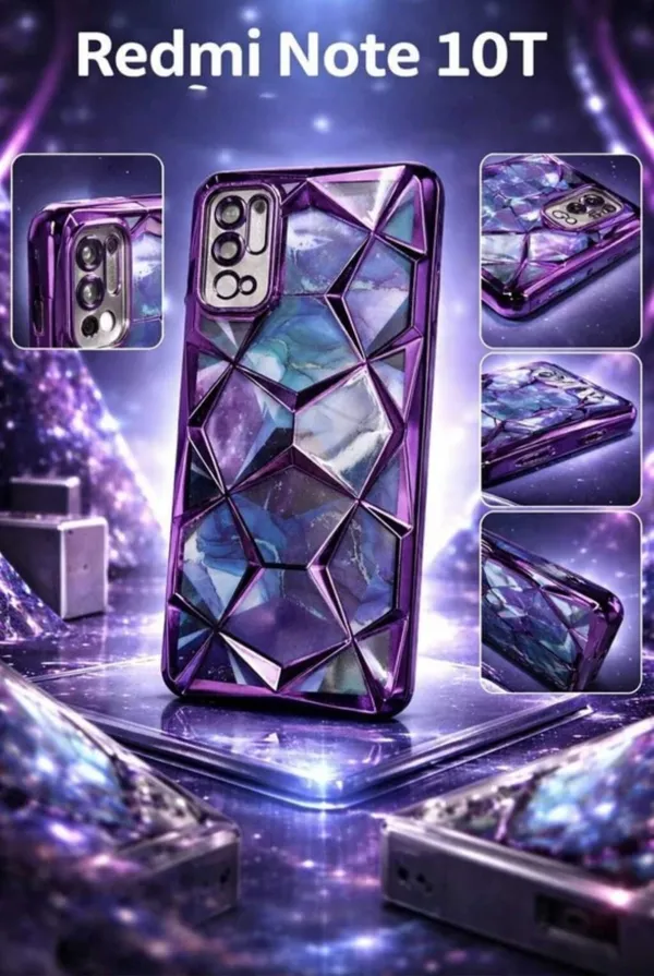 Purple_Marble_3D_Diamond_Textured_Electroplated_Case_Redmi_Note_10T