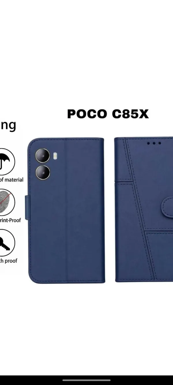 Navy_Blue_Leatherette_Magnetic_Flip_Wallet_Phone_Case_Cover_poco_c85_x
