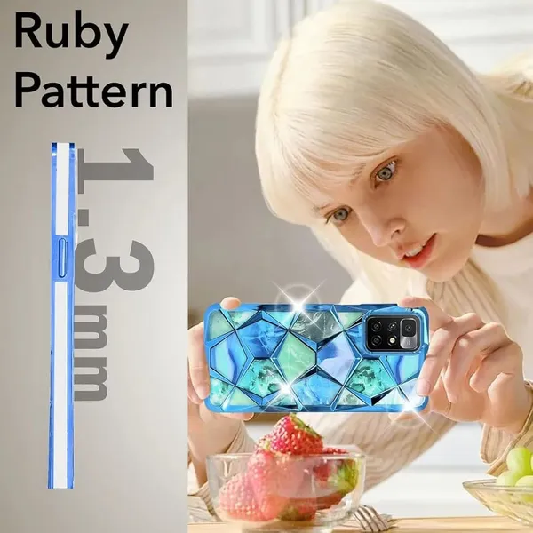 Sky_Blue_Marble_Geometric_Prism_Glitter_Phone_Case_Cover_Redmi