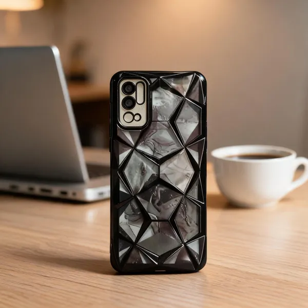 Grey_Marble_3D_Diamond_Geometric_Textured_Mobile_Back_Cover