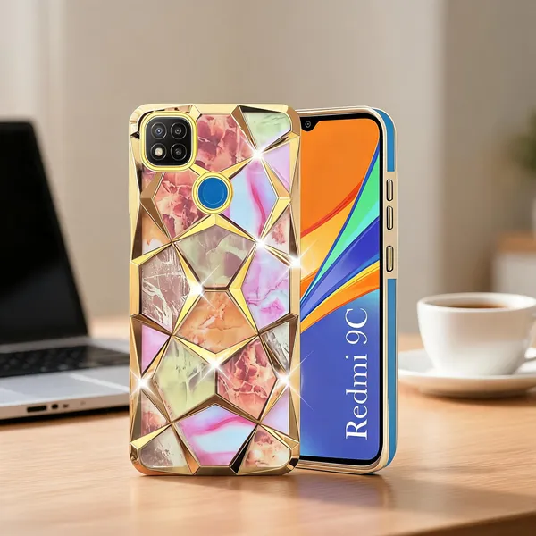 Ruby_Marble_Geometric_Gold_Electroplated_Phone_Case_Cover