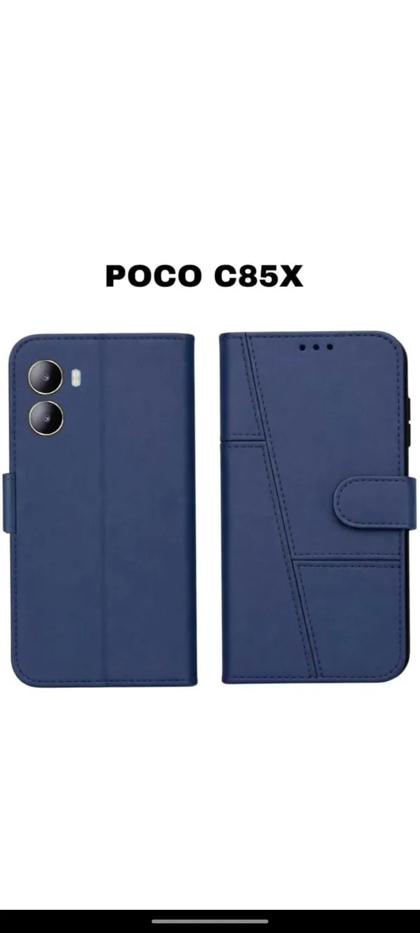 Navy_Blue_Leatherette_Magnetic_Flip_Wallet_Phone_Case_Cover_poco_c85_x
