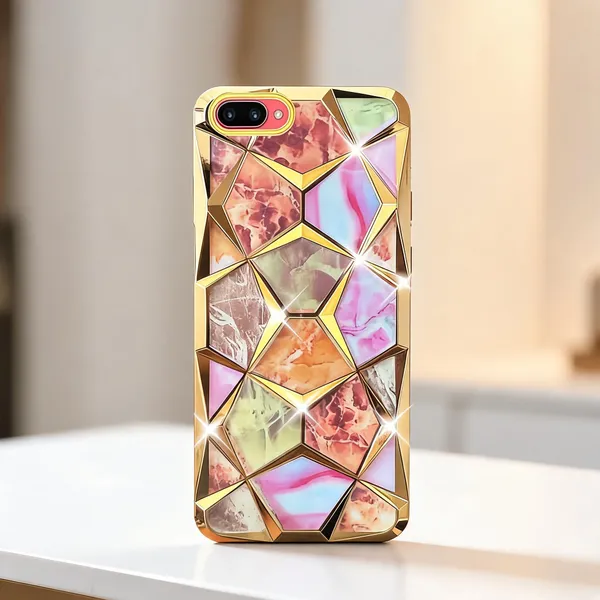 Marble_Geometric_Gold_Electroplated_Detachable_Phone_Case_Oppo_A3S
