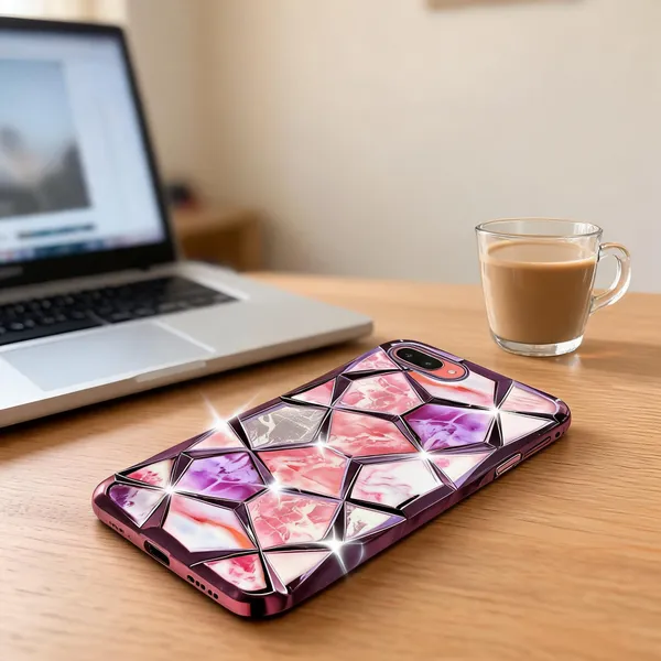 Pink_Purple_Marble_Geometric_Glitter_Phone_Case_For_Oppo_A3S