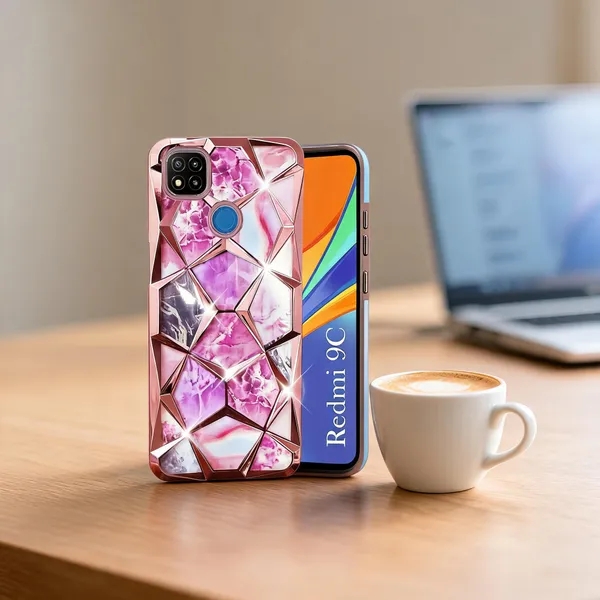 Pink_Ruby_Marble_Geometric_Rose_Gold_Slim_Phone_Case_Redmi_9C