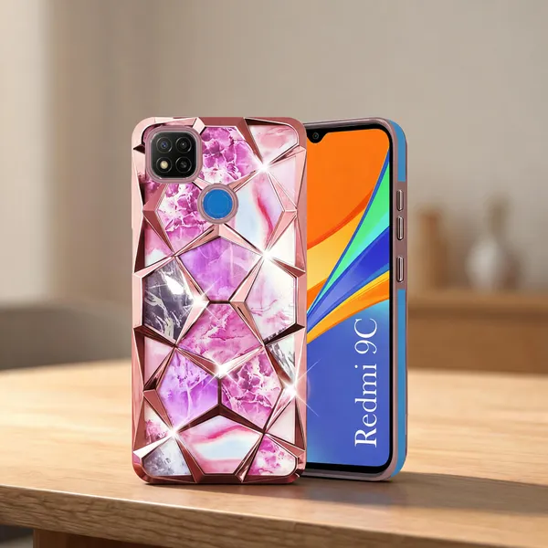 Pink_Ruby_Marble_Geometric_Rose_Gold_Slim_Phone_Case_Redmi_9C