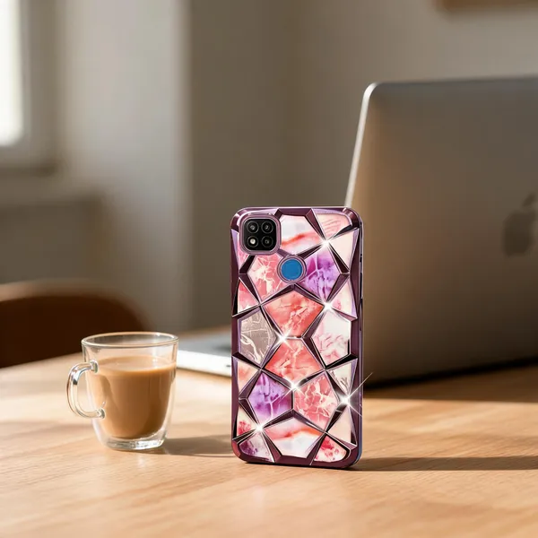 Pink_Ruby_Marble_Electroplated_Geometric_Detachable_Phone_Cover