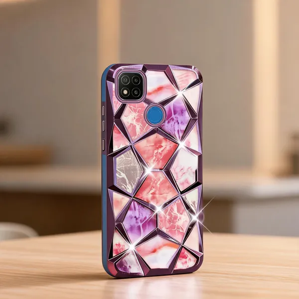 Pink_Ruby_Marble_Electroplated_Geometric_Detachable_Phone_Cover