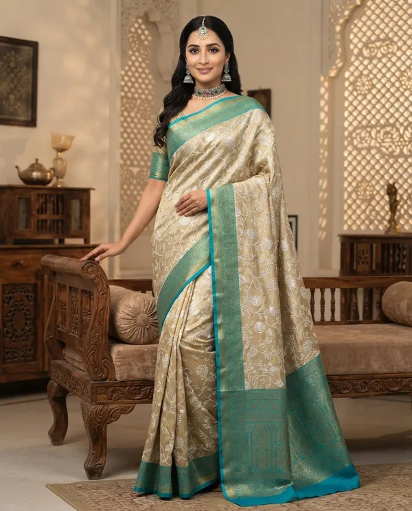 White_Organza_Banarasi_Chikankari_Saree_For_Women