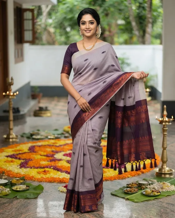 Light_Purple_Gadwal_Cotton_Copper_Zari_Border_Saree_For_Women