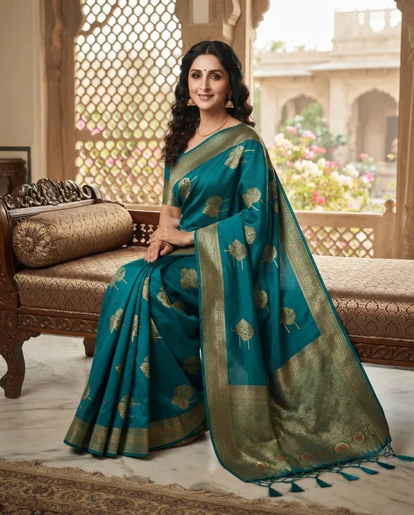 Rama_Dola_Silk_Golden_Zari_Motifs_Saree_For_Women