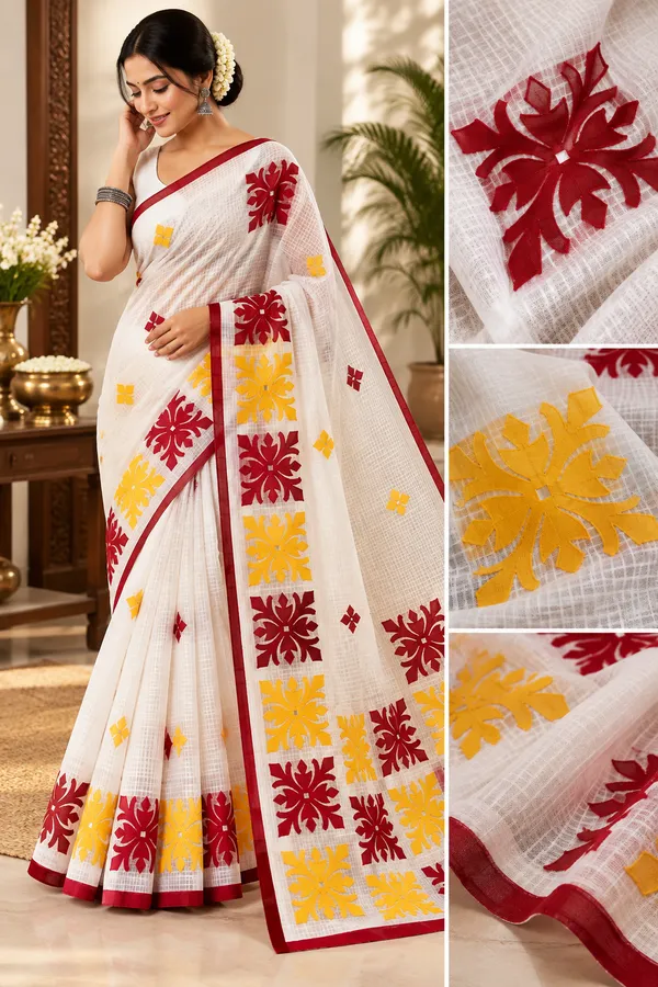 White_Resham_Kota_Applique_Work_Saree_For_Women