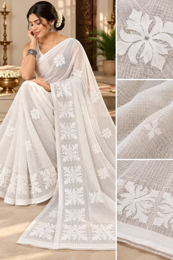 White_Resham_Kota_Applique_Work_Saree_For_Women