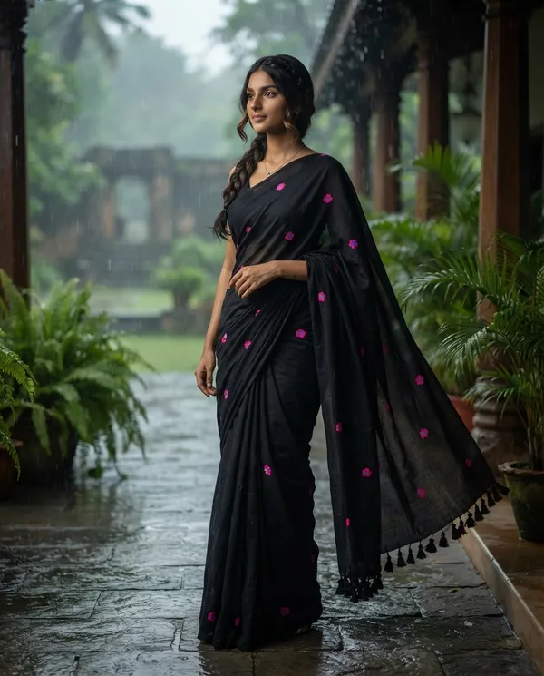 Black_Mul_Cotton_Floral_Embroidered_Saree_For_Women