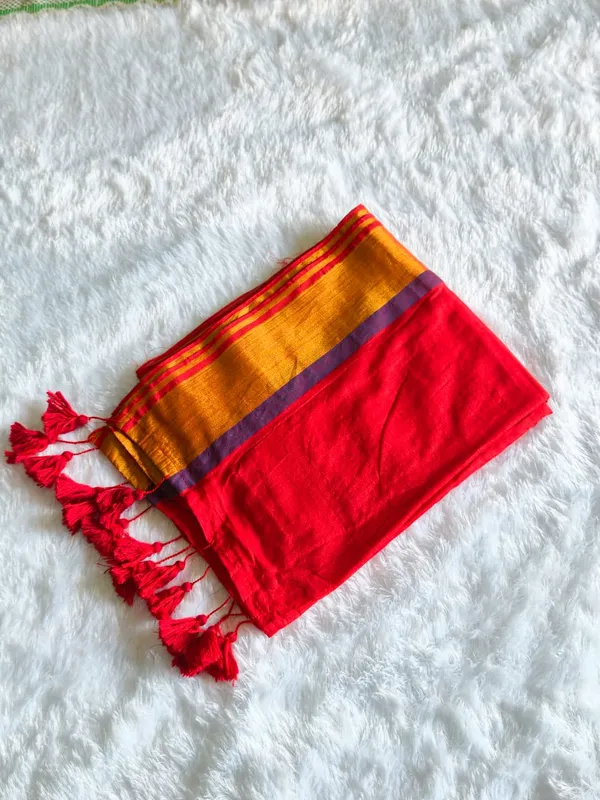 Red_Mul_Cotton_Zari_Border_Saree_For_Women