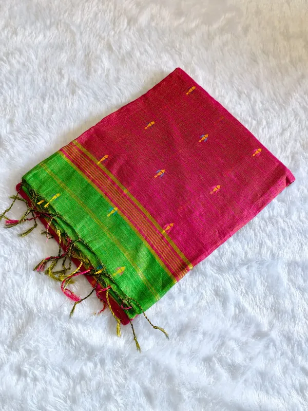 Rani_Pink_Chanderi_Cotton_Zari_Border_Saree_For_Women