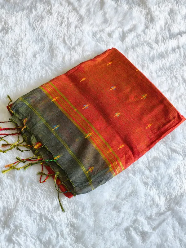 Rusty_Orange_Chanderi_Cotton_Zari_Border_Saree_For_Women