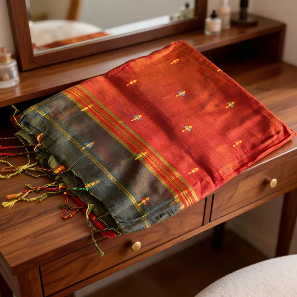 Rusty_Orange_Chanderi_Cotton_Zari_Border_Saree_For_Women