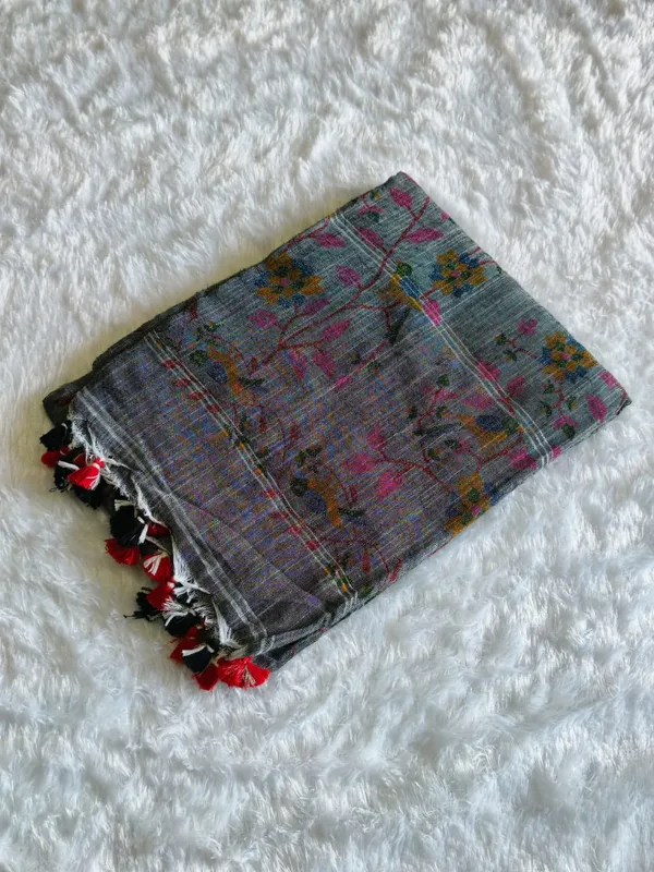 Gray_Handloom_Cotton_Linen_Saree_For_Women