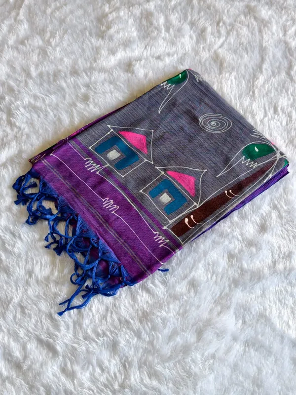 Purple_Khadi_Cotton_Hand_Painted_Saree_For_Women