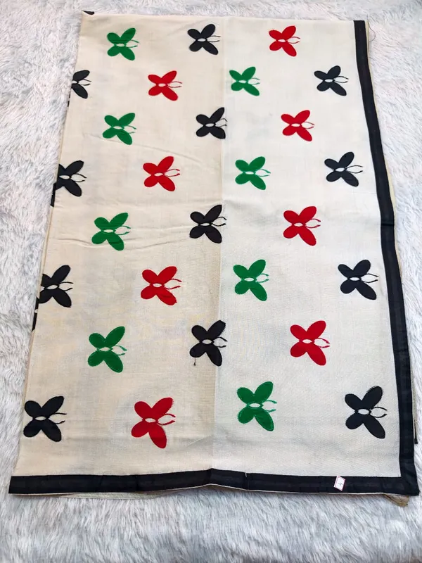 White_Semi_Tasar_Patchwork_Saree_For_Women