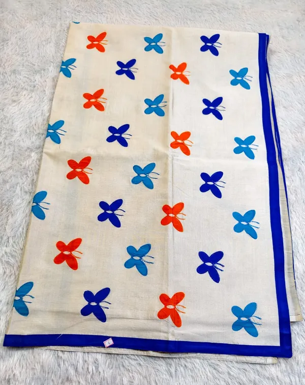 White_Semi_Tasar_Patchwork_Saree_For_Women
