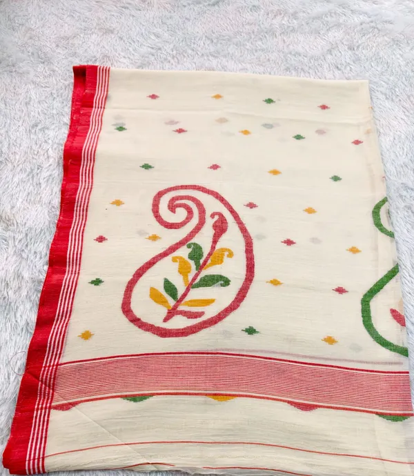 Cream_Soft_Cotton_Hand_Weaving_Saree_For_Women