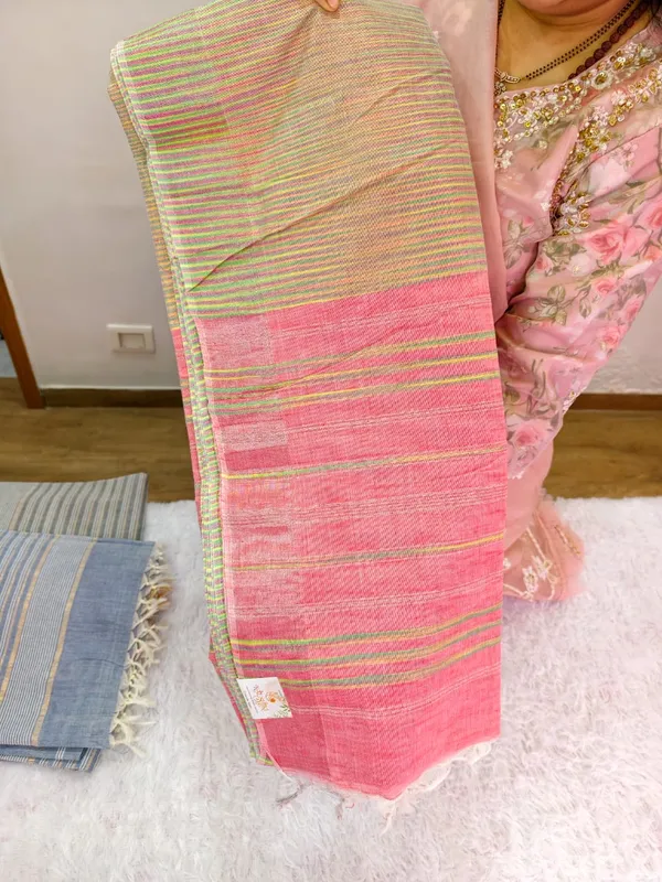 Pink_Khadi_Cotton_Zari_Strips_Saree_For_Women